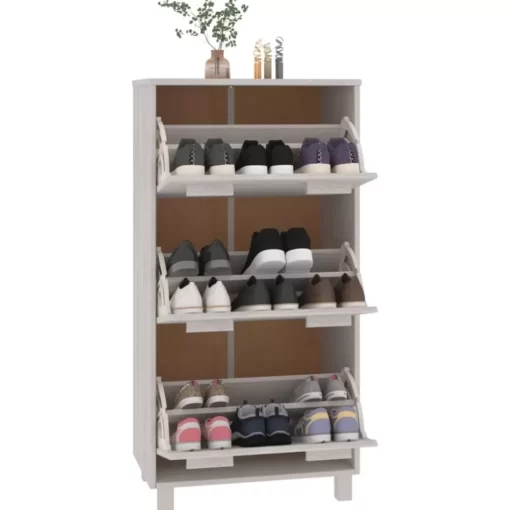 vidaXL Household Supplies* Shoe Cabinet Hamar White 23.4"X13.8"X46.1" Solid Wood Pine