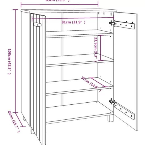 vidaXL Household Supplies* Shoe Cabinet Hamar White 33.5"X15.7"X42.5" Solid Wood Pine