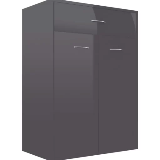 vidaXL Household Supplies* Shoe Cabinet High Gloss Gray 23.6"X13.8"X33.1" Engineered Wood