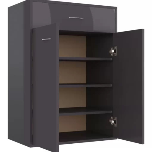 vidaXL Household Supplies* Shoe Cabinet High Gloss Gray 23.6"X13.8"X33.1" Engineered Wood