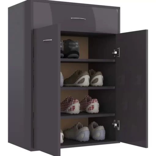 vidaXL Household Supplies* Shoe Cabinet High Gloss Gray 23.6"X13.8"X33.1" Engineered Wood