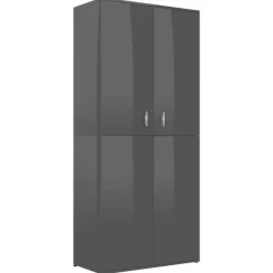 vidaXL Household Supplies* Shoe Cabinet High Gloss Gray 31.5"X15.4"X70.1" Engineered Wood