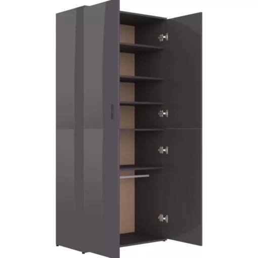 vidaXL Household Supplies* Shoe Cabinet High Gloss Gray 31.5"X15.4"X70.1" Engineered Wood