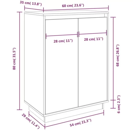 vidaXL Household Supplies* Shoe Cabinet Honey Brown 23.6"X13.8"X31.5" Solid Wood Pine