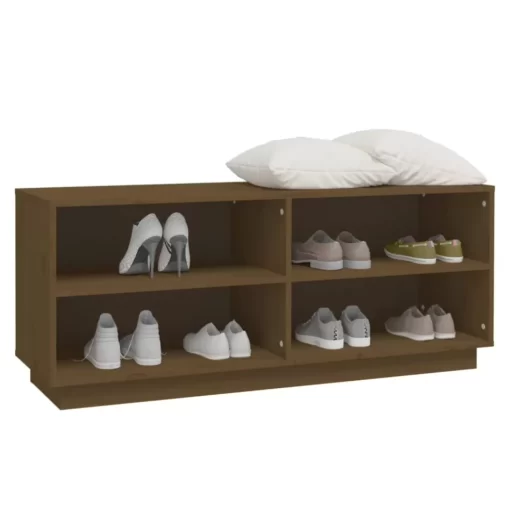 vidaXL Household Supplies* Shoe Cabinet Honey Brown 43.3"X13.4"X17.7" Solid Wood Pine