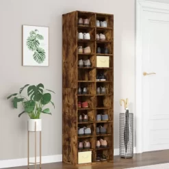 vidaXL Household Supplies* Shoe Cabinet Smoked Oak 21.3"X13.4"X72" Engineered Wood