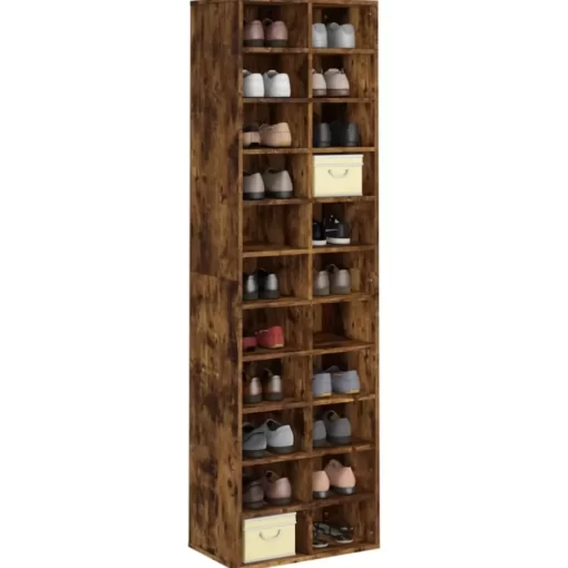 vidaXL Household Supplies* Shoe Cabinet Smoked Oak 21.3"X13.4"X72" Engineered Wood