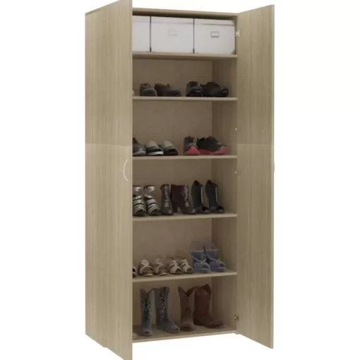 vidaXL Household Supplies* Shoe Cabinet Sonoma Oak 31.5"X14"X70.9" Engineered Wood