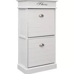 vidaXL Household Supplies* Shoe Cabinet White 19.7"X11"X38.6" Paulownia Wood