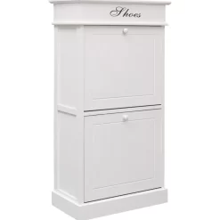 vidaXL Household Supplies* Shoe Cabinet White 19.7"X11"X38.6" Paulownia Wood