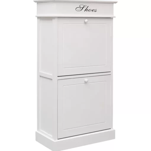 vidaXL Household Supplies* Shoe Cabinet White 19.7"X11"X38.6" Paulownia Wood