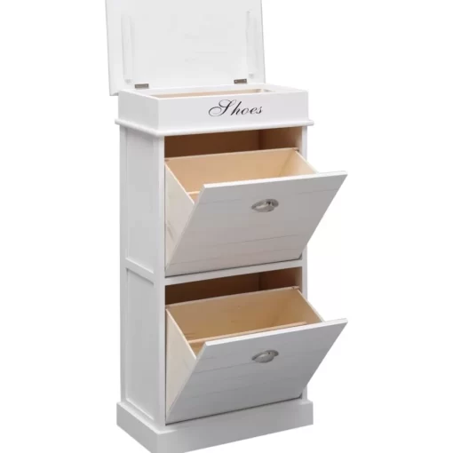 vidaXL Household Supplies* Shoe Cabinet White 19.7"X11"X38.6" Paulownia Wood