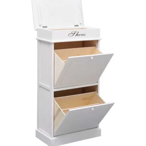 vidaXL Household Supplies* Shoe Cabinet White 19.7"X11"X38.6" Paulownia Wood