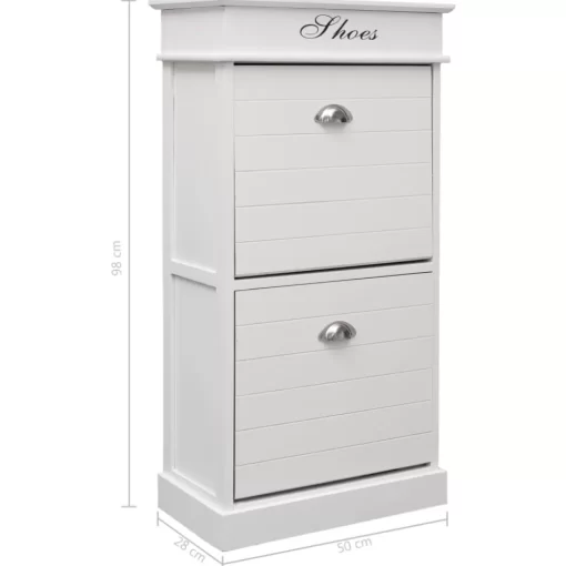 vidaXL Household Supplies* Shoe Cabinet White 19.7"X11"X38.6" Paulownia Wood