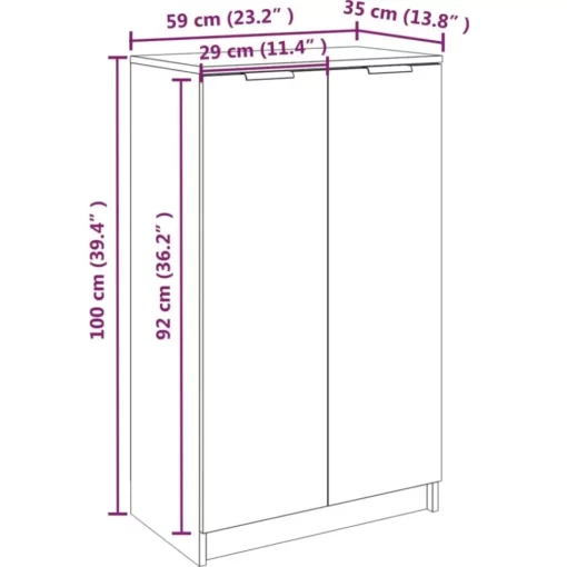 vidaXL Household Supplies* Shoe Cabinet White 23.2"X13.8"X39.4" Engineered Wood