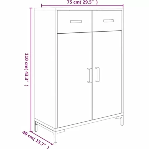 vidaXL Household Supplies* Shoe Rack Black 29.5"X15.7"X43.3" Solid Wood Pine