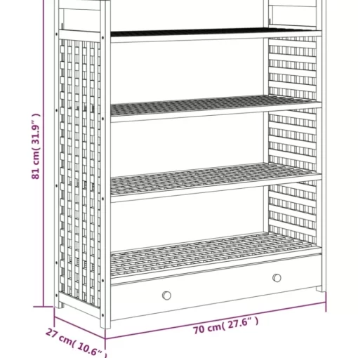 vidaXL Household Supplies* Shoe Rack With Drawer 27.6"X10.6"X31.9" Solid Wood Walnut