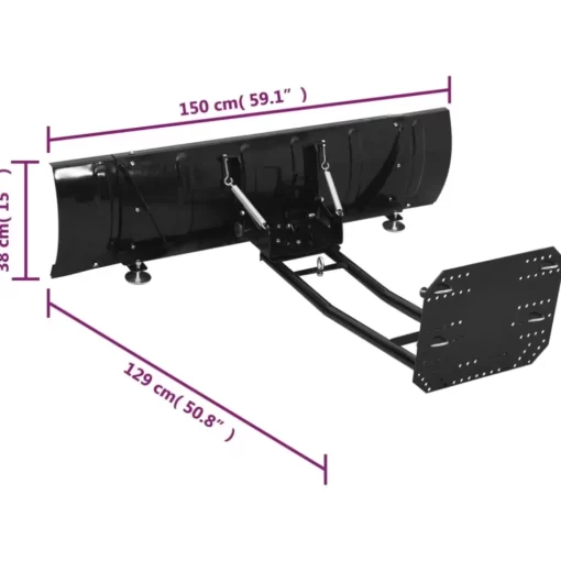 vidaXL Lawn & Garden* Snow Plough For Atv 59.1"X15" Black