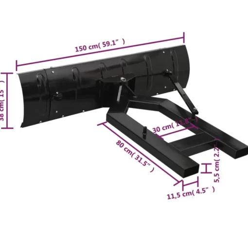 vidaXL Lawn & Garden* Snow Plough For Forklift 59.1"X15" Black