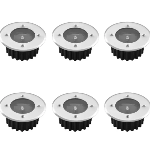 vidaXL Lighting* Solar 6 Pcs Round Ground Spot