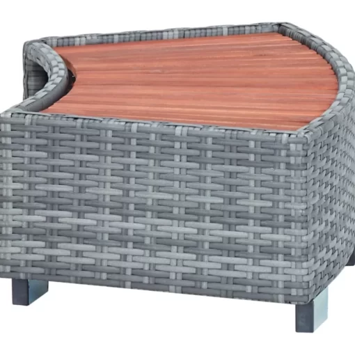 vidaXL Pool & Spa* Spa Step Gray Poly Rattan 36.2"X17.7"X9.8"