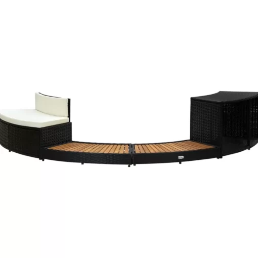 vidaXL Pool & Spa* Spa Surround Black Poly Rattan And Acacia Wood