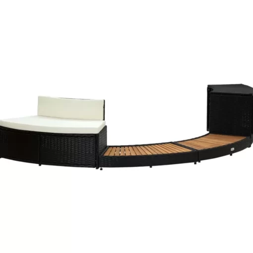 vidaXL Pool & Spa* Spa Surround Black Poly Rattan And Acacia Wood