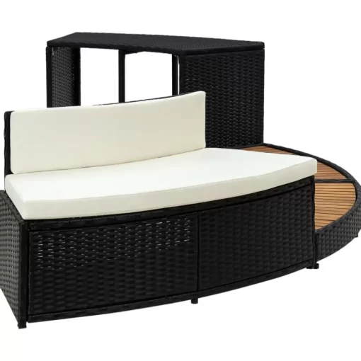 vidaXL Pool & Spa* Spa Surround Black Poly Rattan And Acacia Wood