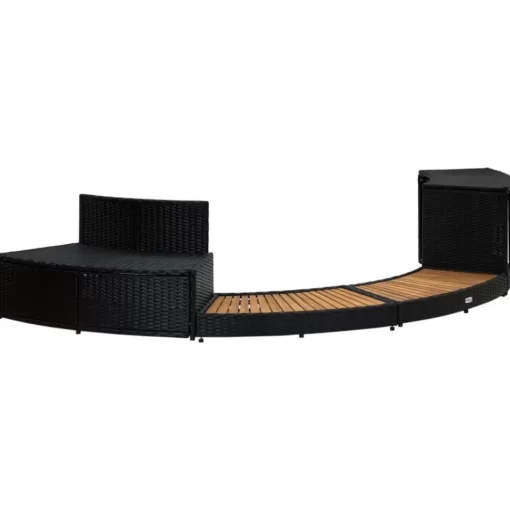 vidaXL Pool & Spa* Spa Surround Black Poly Rattan And Acacia Wood