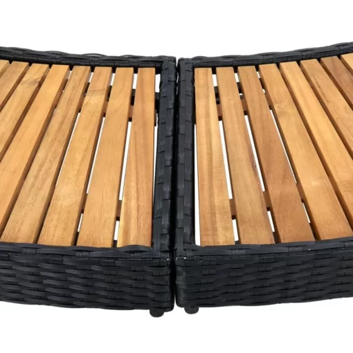 vidaXL Pool & Spa* Spa Surround Black Poly Rattan And Acacia Wood