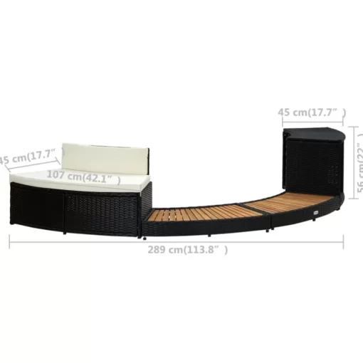 vidaXL Pool & Spa* Spa Surround Black Poly Rattan And Acacia Wood