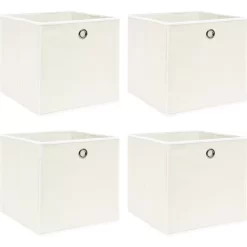 vidaXL Household Supplies* Storage Boxes 4 Pcs White 12.6"X12.6"X12.6" Fabric