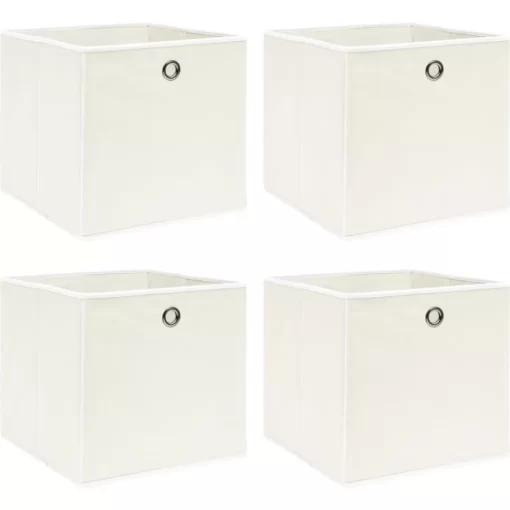 vidaXL Household Supplies* Storage Boxes 4 Pcs White 12.6"X12.6"X12.6" Fabric