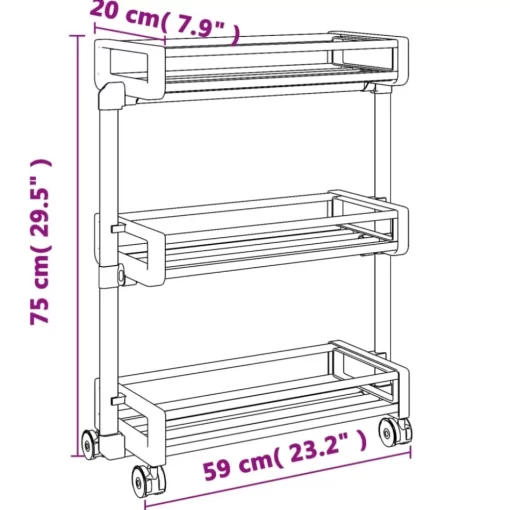 vidaXL Household Supplies* Storage Trolley 23.2"X7.9"X29.5" Aluminum