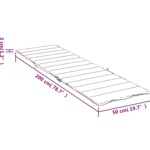 vidaXL Decor* Sun Lounger Cushion Cream 78.7"X19.7"X1.2" Oxford Fabric