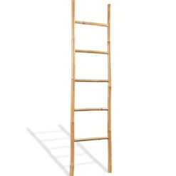 vidaXL Bathroom Accessories* Towel Ladder With 5 Rungs Bamboo 59"