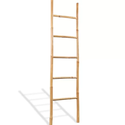 vidaXL Bathroom Accessories* Towel Ladder With 5 Rungs Bamboo 59"