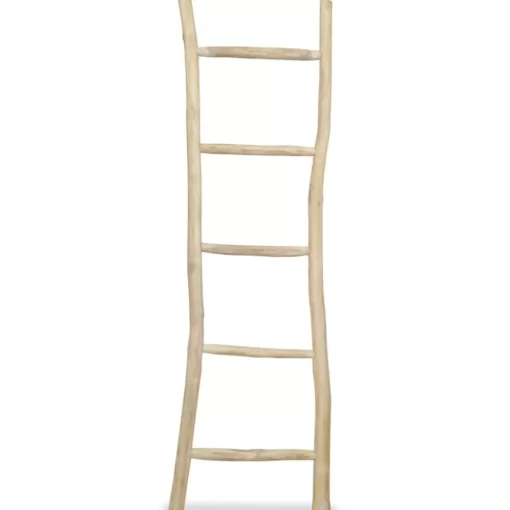 vidaXL Bathroom Accessories* Towel Ladder With 5 Rungs Teak 17.7"X59" Natural