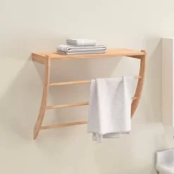 vidaXL Bathroom Accessories* Towel Rack 23.6"X10"X19.3" Solid Wood Walnut