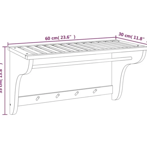 vidaXL Bathroom Accessories* Towel Rack 23.6"X11.8"X13.8" Solid Wood Walnut