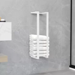 vidaXL Bathroom Accessories* Towel Rack White 4.9"X4.9"X23.6" Steel