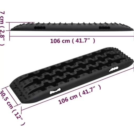 vidaXL Emergency Preparedness* Traction Boards 2 Pcs Black 41.7"X12"X2.8" Nylon