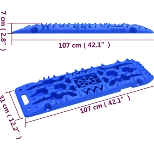 vidaXL Emergency Preparedness* Traction Boards 2 Pcs Blue 42.1"X12.2"X2.8" Nylon