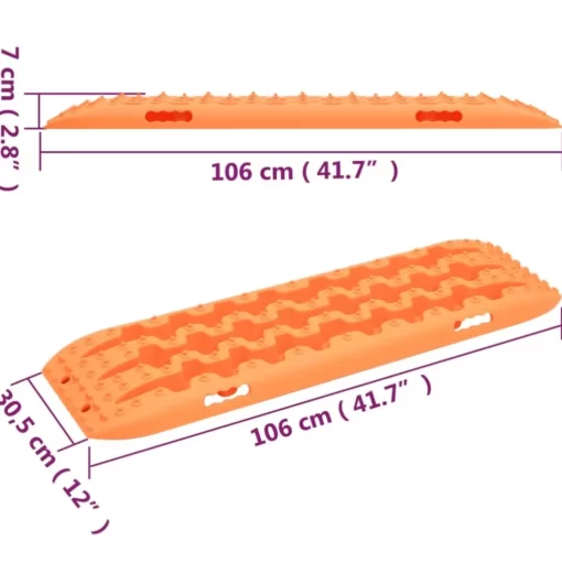 vidaXL Emergency Preparedness* Traction Boards 2 Pcs Orange 41.7"X12"X2.8" Nylon