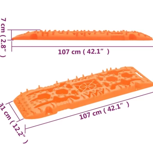 vidaXL Emergency Preparedness* Traction Boards 2 Pcs Orange 42.1"X12.2"X2.8" Nylon