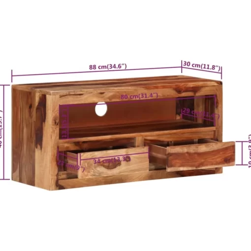 vidaXL Tv Benches & Tv Stands* Tv Stand 34.6"X11.8"X15.7" Solid Wood Sheesham