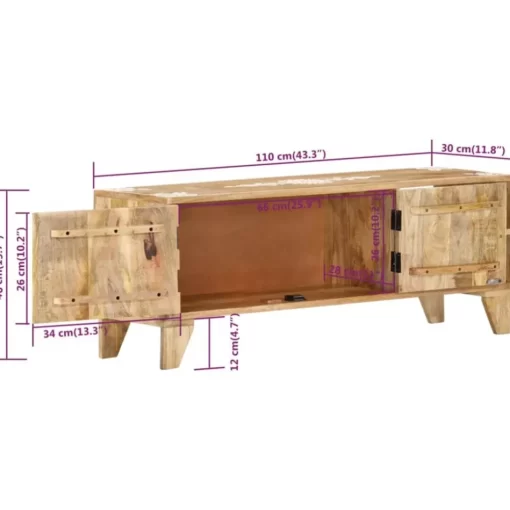 vidaXL Tv Benches & Tv Stands* Tv Stand 43.3"X11.8"X15.7" Solid Wood Mango