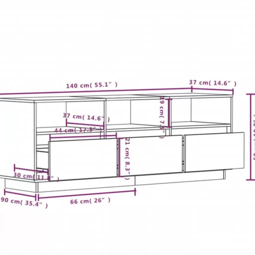 vidaXL Tv Benches & Tv Stands* Tv Stand 55.1"X14.6"X19.7" Solid Wood Pine