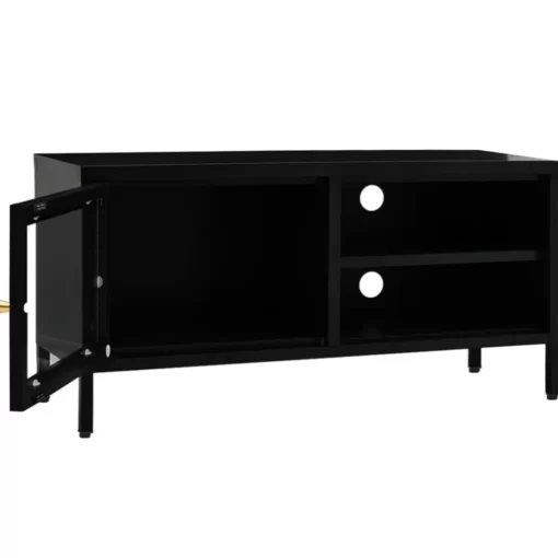 vidaXL Tv Benches & Tv Stands* Tv Stand Black 35.4"X11.8"X17.3" Steel And Glass