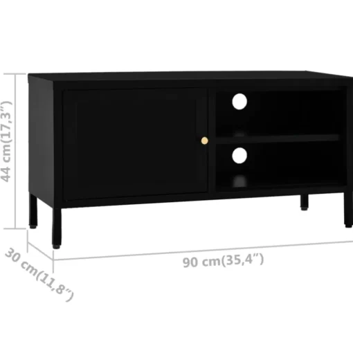 vidaXL Tv Benches & Tv Stands* Tv Stand Black 35.4"X11.8"X17.3" Steel And Glass